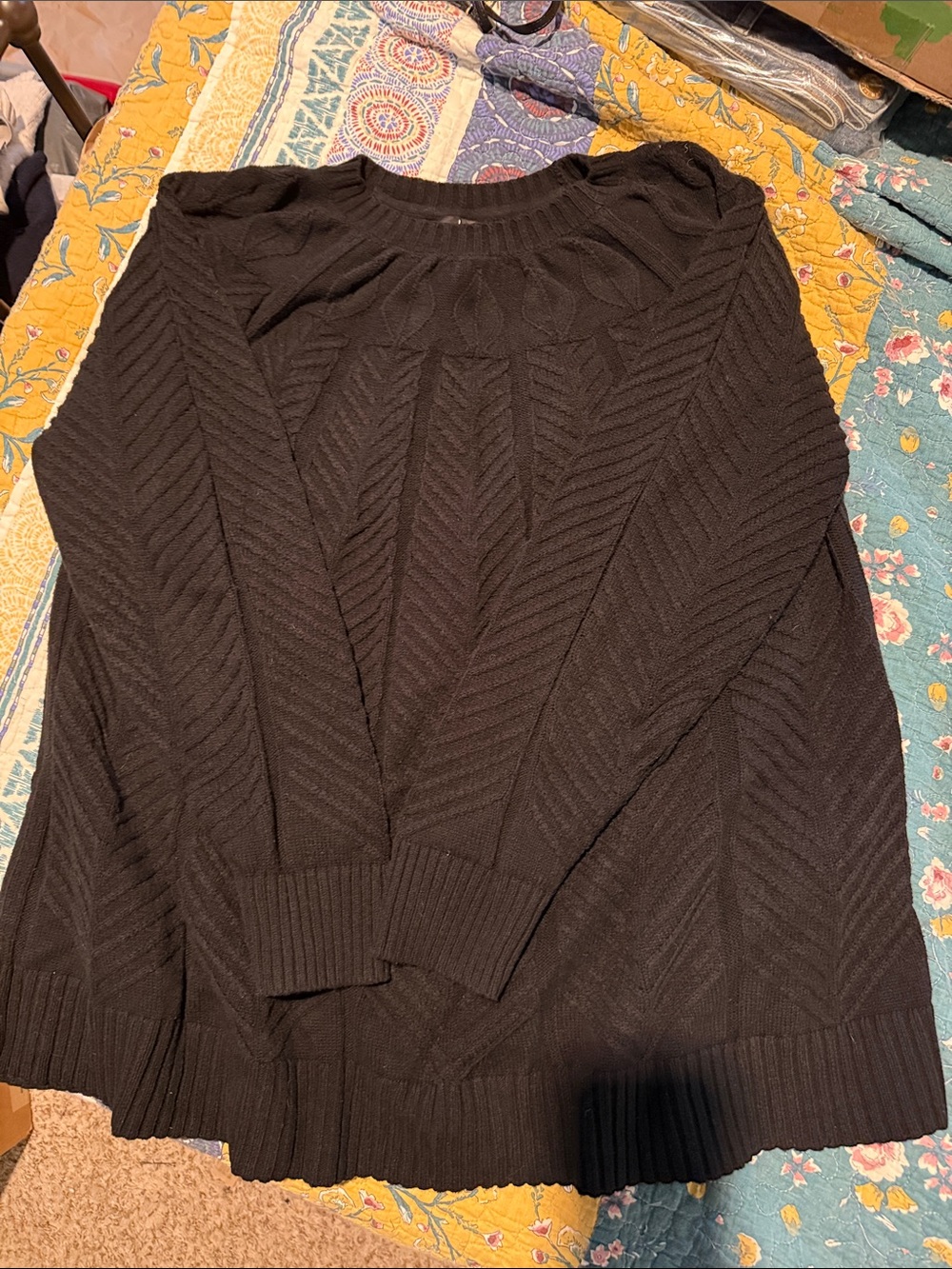 J Jason Wu Black Chevron Knit Crewneck Sweater